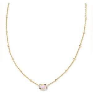 Kendra Scott Mini Elisa Gold Satellite Short Pendant Necklace in Pink Opalite